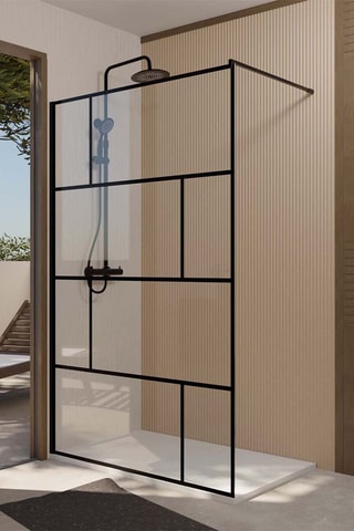 Parete doccia Bricks - Nero - 120 x 195 cm