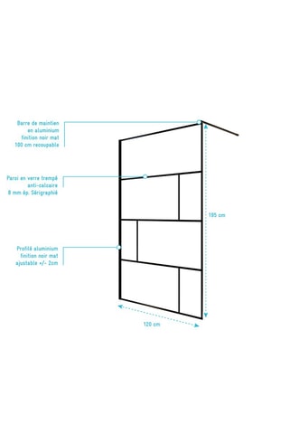 Parete doccia Bricks - Nero - 120 x 195 cm