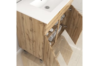 Mobile bagno 2 ante Timber - Effetto legno e bianco