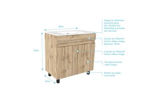 Mobile bagno 2 ante Timber - Effetto legno e bianco