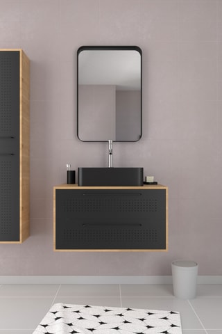Set mobili bagno - Nero e neutro - 4 pezzi