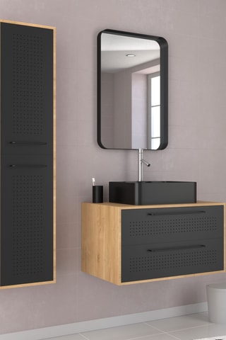 Set mobili bagno - Nero e neutro - 4 pezzi