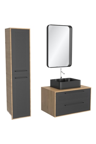 Set mobili bagno - Nero e neutro - 4 pezzi