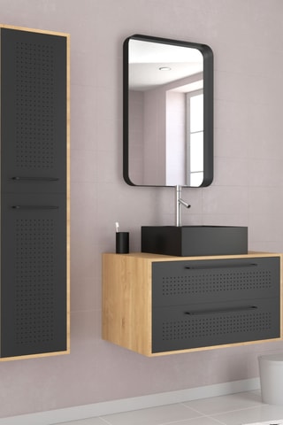 Set mobili bagno - Nero e neutro - 4 pezzi