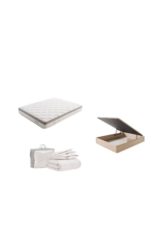 Pack colchón Paradise, canapé abatible de madera y nórdico - 27 cm