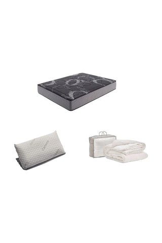Conjunto de colchón de espuma de alta densidad Grafeno, 1 o 2 almohadas Natur Care y nórdico 4 estaciones - Grosor de 30 cm