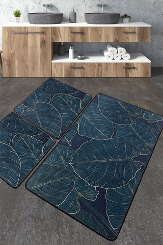 3 tappetini bagno Zeleno - Blu - 50 x 60 / 50 x 60 / 60 x 100 cm