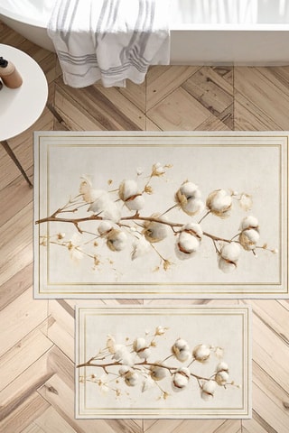 2 tappetini bagno - Beige ed ecrù - 50 x 60/60 x 100 cm