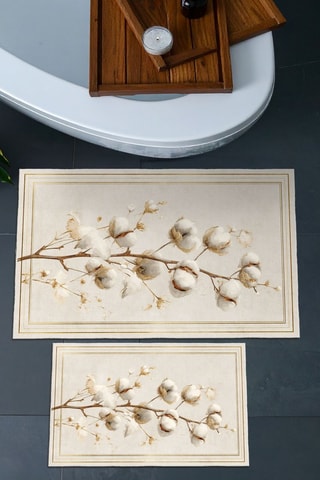 2 tappetini bagno - Beige ed ecrù - 50 x 60/60 x 100 cm