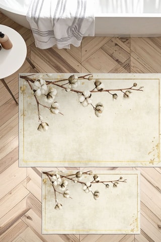 2 tappetini bagno - Beige - 50 x 60/60 x 100 cm