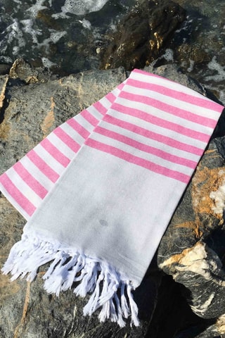 Fouta - Fucsia e grigio - 90 x 170 cm