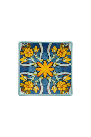 6 assiettes creuses carrées en céramique Trinacria - 17 x 17 cm