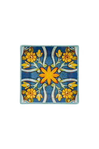 6 assiettes creuses carrées en céramique Trinacria - 17 x 17 cm