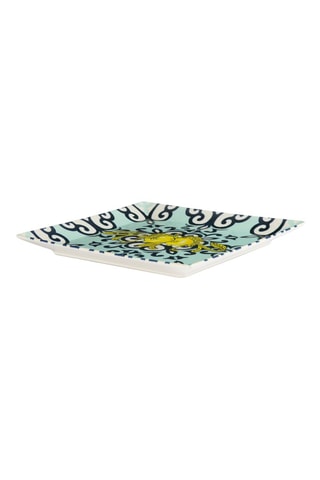 6 assiettes plates carrées en céramique - 24 cm