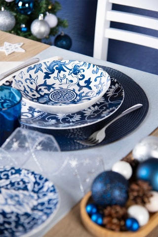 Service en porcelaine Blue Silk - 18 pièces