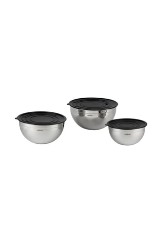 3 bols en acier inoxydable avec couvercles Elegance - 16/20/24 cm