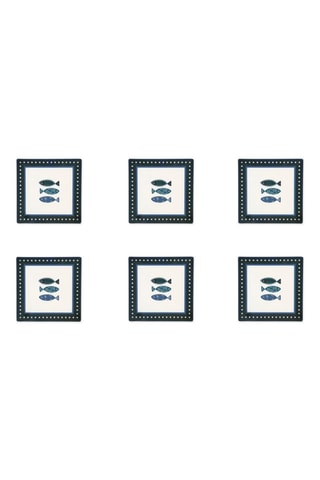 6 assiettes carrées en céramique - 18 cm