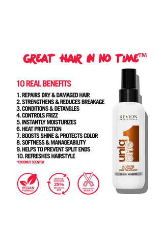 Mascarilla en spray sin aclarado 10 beneficios Fragancia a coco UniqOne™ - 150 ml