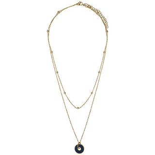 Collar - Acero dorado y esmalte azul marino