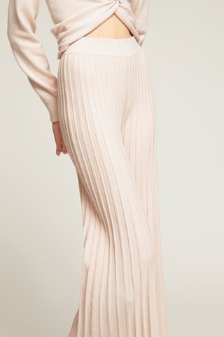 Pantalón palazzo plisado de tiro alto - Beige