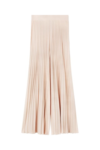 Pantalón palazzo plisado de tiro alto - Beige