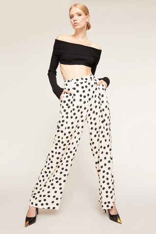 Pantalón ancho de tiro alto - Blanco y negro