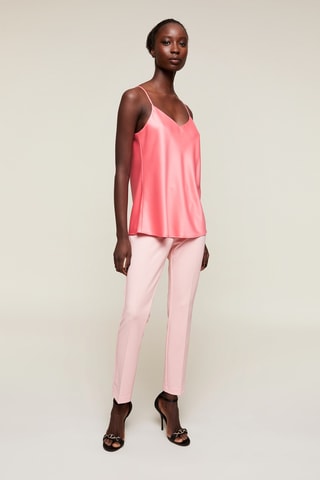 Pantalón recto de tiro alto - Rosa