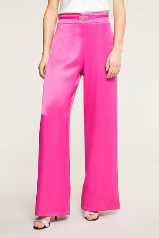 Pantalón palazzo de tiro alto - Fucsia