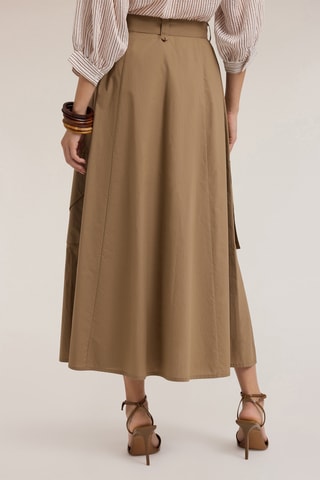 Falda midi de talle alto - Beige