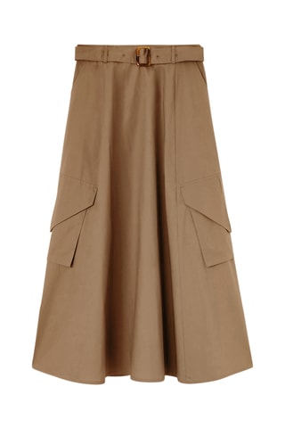 Falda midi de talle alto - Beige
