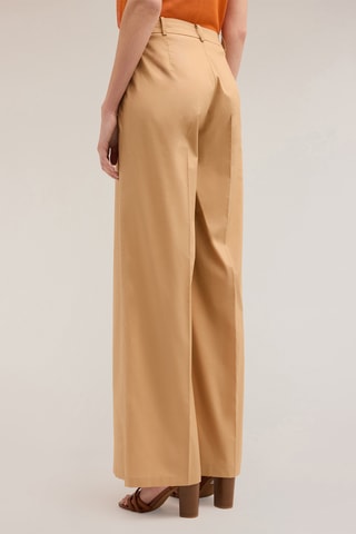Pantalón wide leg de tiro alto - Beige