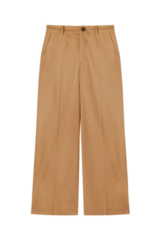 Pantalón wide leg de tiro alto - Beige