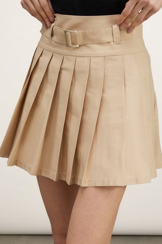 Falda plisada de talle alto - Beige