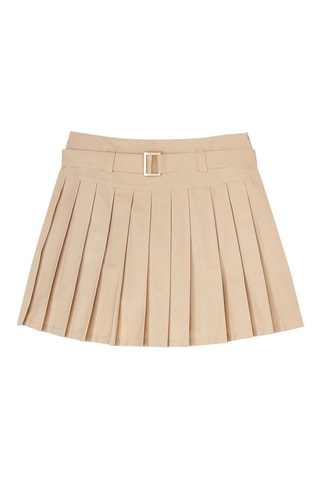 Falda plisada de talle alto - Beige