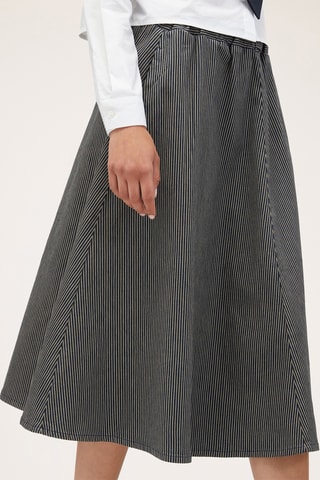 Falda midi vaquera de talle alto - Azul