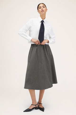 Falda midi vaquera de talle alto - Azul