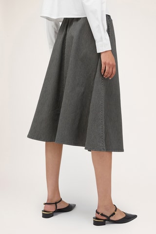 Falda midi vaquera de talle alto - Azul