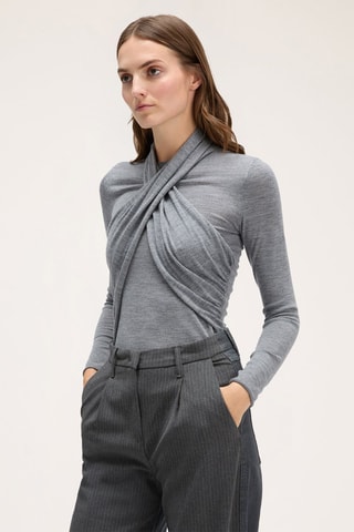 Top slim fit de lana - Gris