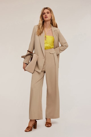 Pantalón palazzo de tiro alto - Gris