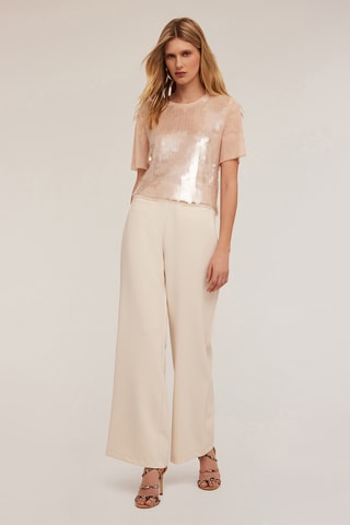 Pantalón palazzo de tiro alto - Beige