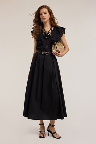 Blusa con bordado inglés - Negro