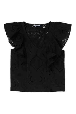 Blusa con bordado inglés - Negro
