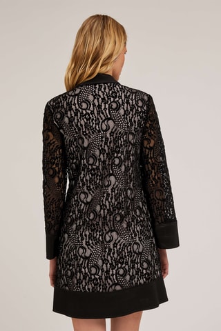 Vestido recto de encaje - Negro
