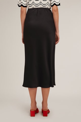 Falda midi de lino de talle alto - Negro