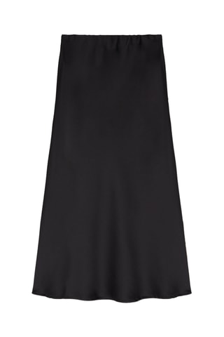 Falda midi de lino de talle alto - Negro
