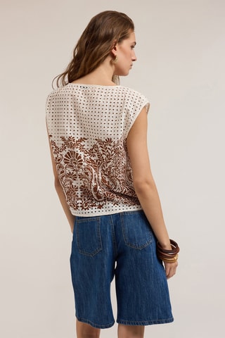 Blusa con bordado inglés - Blanco