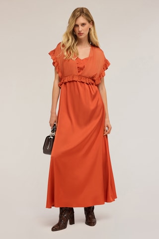 Vestido largo efecto doble prenda - Naranja