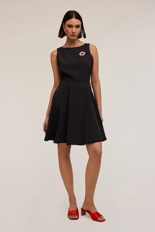 Vestido evasé - Negro