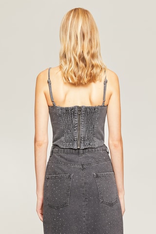 Crop top vaquero - Gris