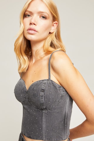 Crop top vaquero - Gris